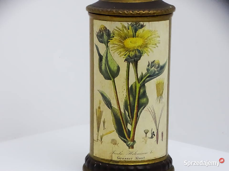 Zabytkowy pojemnik aptekarski z ilustracją Biłgoraj