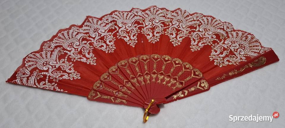 Wachlarz składany czerwony plastikowy 43 Czeladź