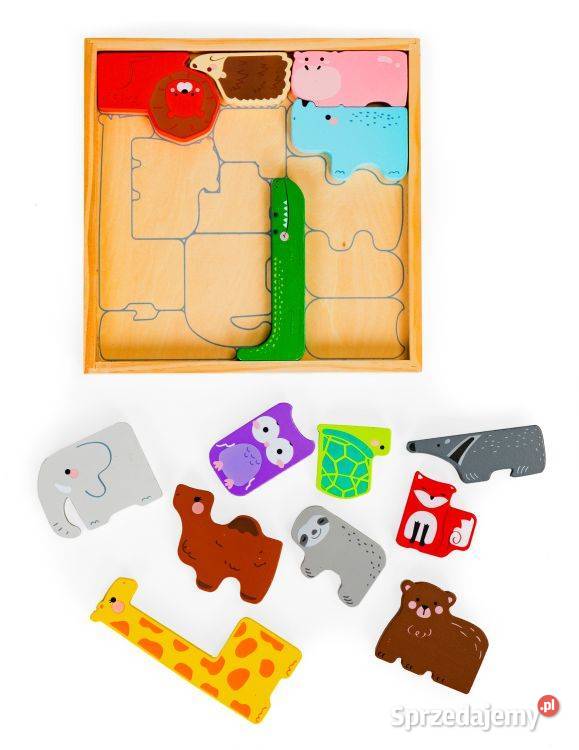 Drewniane zwierzęta figurki safari w skrzynce 14