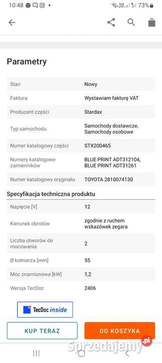Rozrusznik stardax Części samochodowe Rzeszów