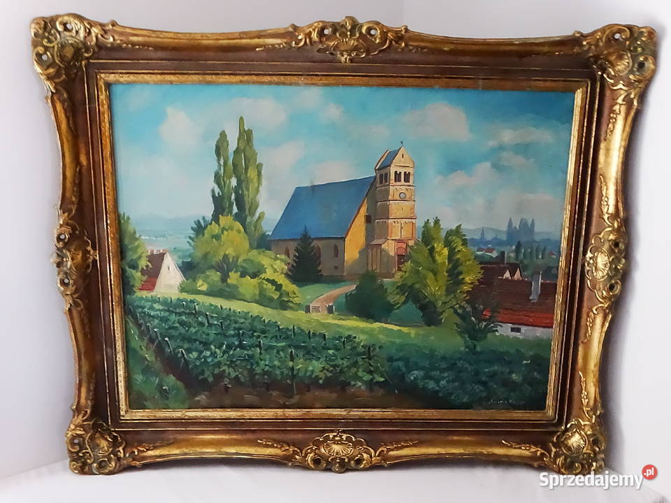 Obraz olejny na płótnie Antone Heydt 1880 pejzaż Biłgoraj