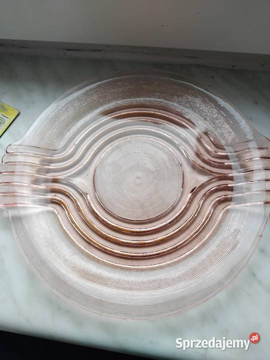 Talerz patera rondo różowyrozalina prl Choszczno