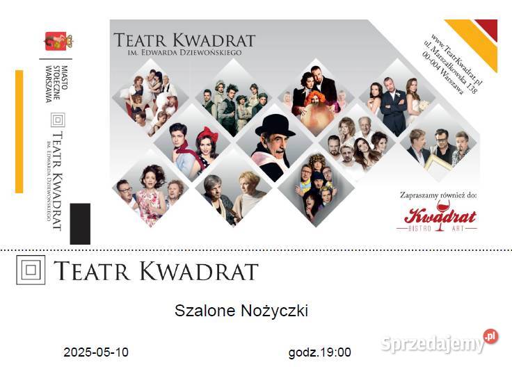 4 bilety na Szalone nożyczki w Teatrze Kwadrat Warszawa