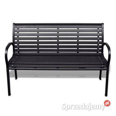 vidaXL Ławka ogrodowa 125 stal i WPC czarna41556 Krzesła ogrodowe Warszawa