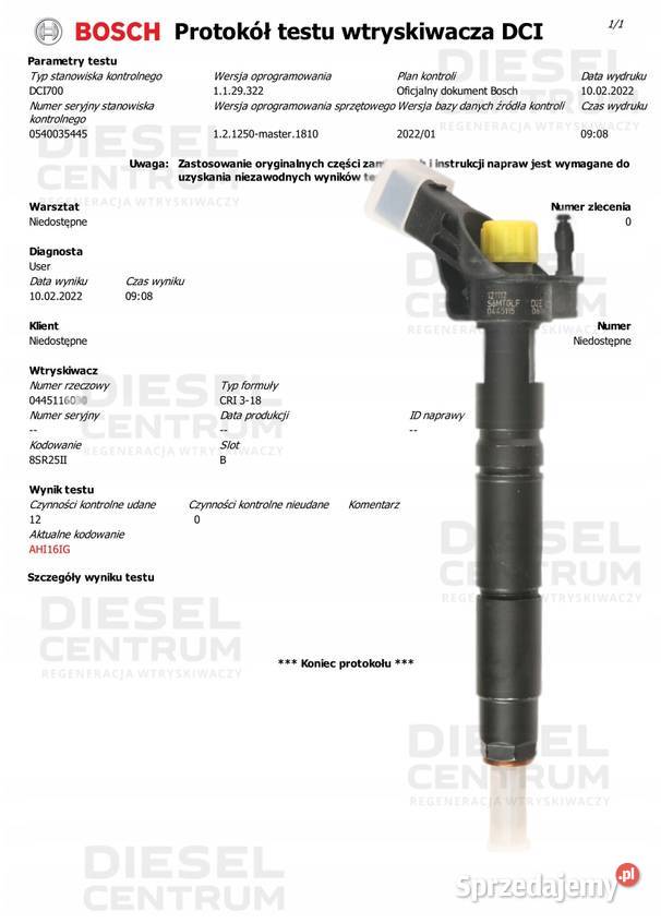 Wtryskiwacze KOMPLET 0445115060 Mercedes ML