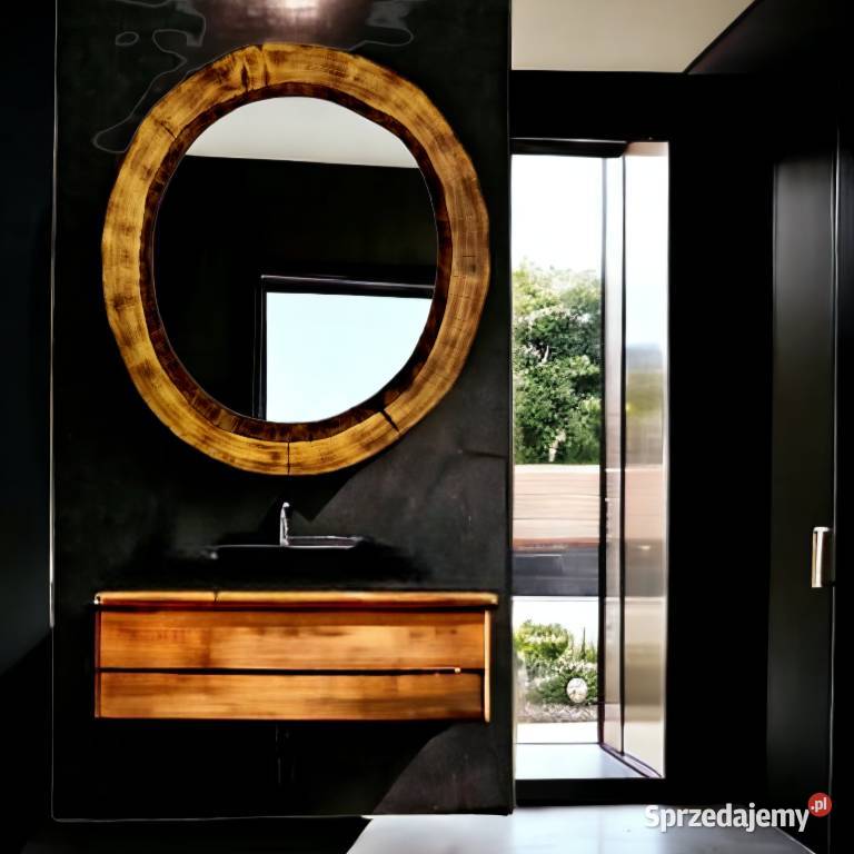 dekoracyjne okrągłe lustro do łazienki drewno Rzeszów sprzedam