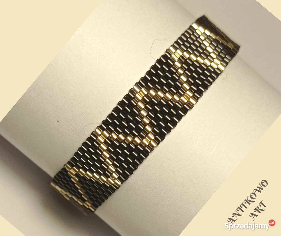 BRANSOLETKA KORALIKOWA CZARNA W ZYGZAK Warszawa