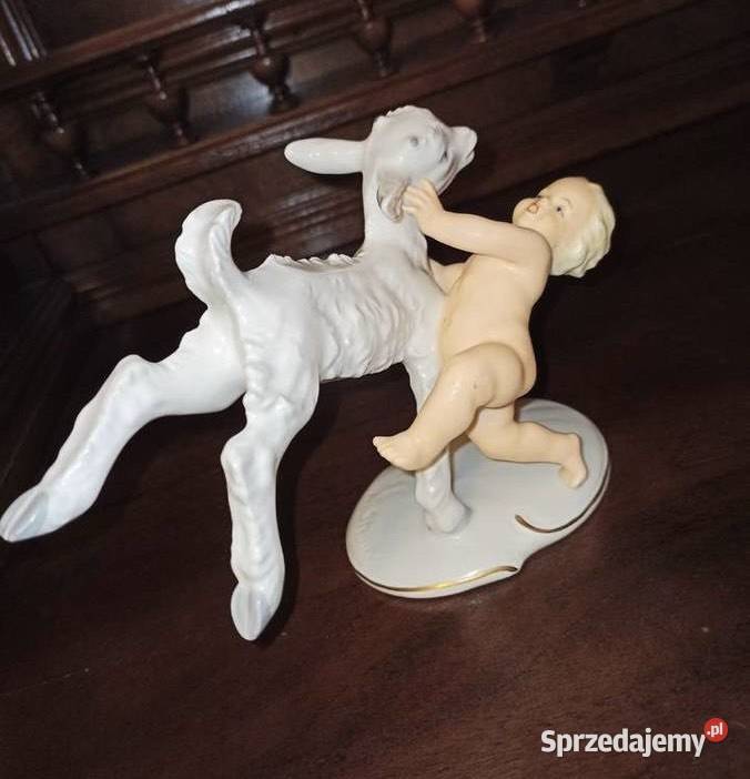 Figurka Putto z koziołkiem Schaubach Kunstl Porcelana i szkło Gdańsk