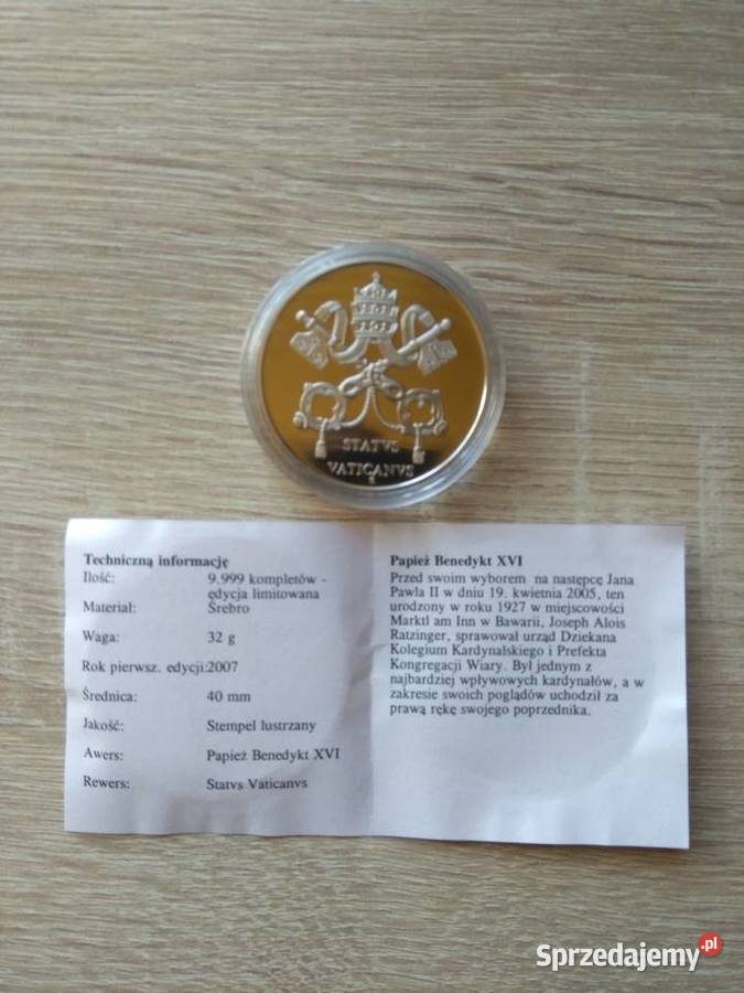 31 Życie Benedykta XVI medal okolicznościowy dolnośląskie Chrząstawa Mała