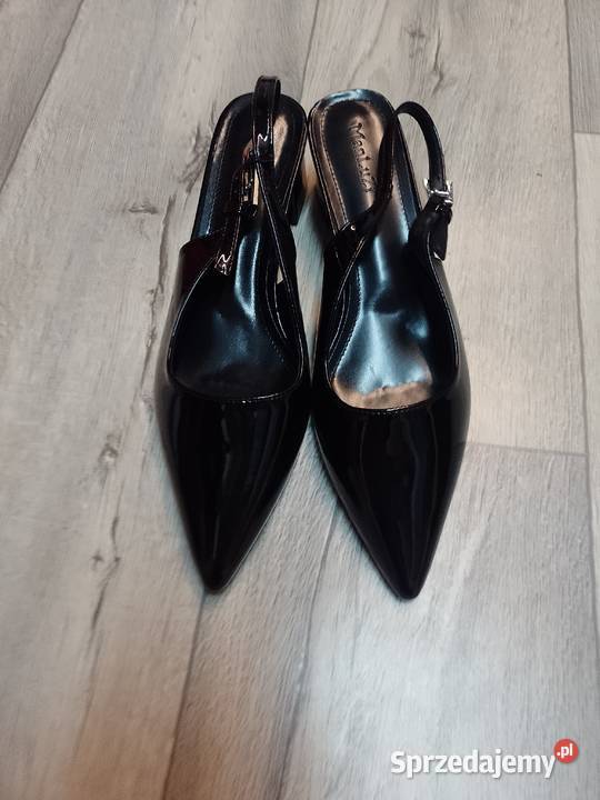 43 CZARNE czółenka wieczorowe z odkrytą piętą czarny Kraków