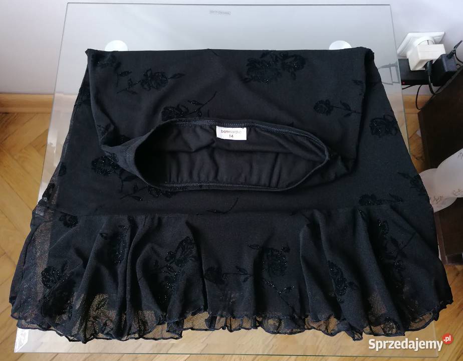 CZARNA OŁÓWKOWA SPÓDNICA Z FALBANĄ BONMARCHE Łódź