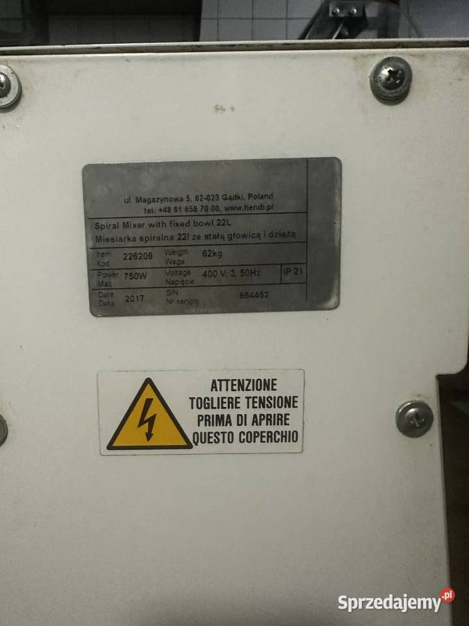 HENDI miesiarka mikser spiralny ze stałą dzieżą zachodniopomorskie Stargard