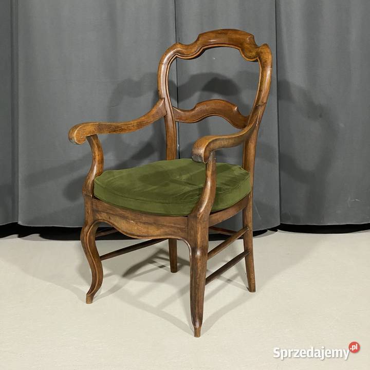 Fotel stylowy z rafią orzech Meble Budno sprzedam
