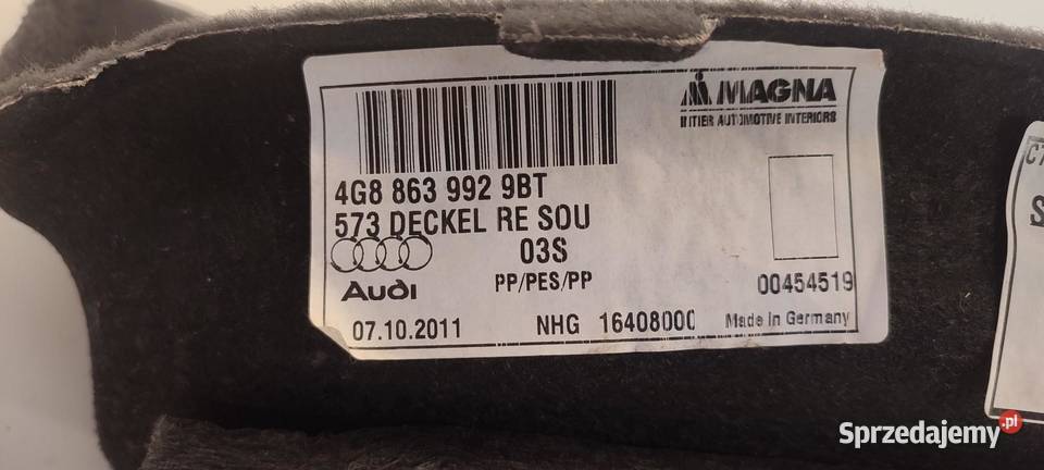 AUDI A7 4G ZAŚLEPKA BOCZKA BAGAŻNIKA PRAWA