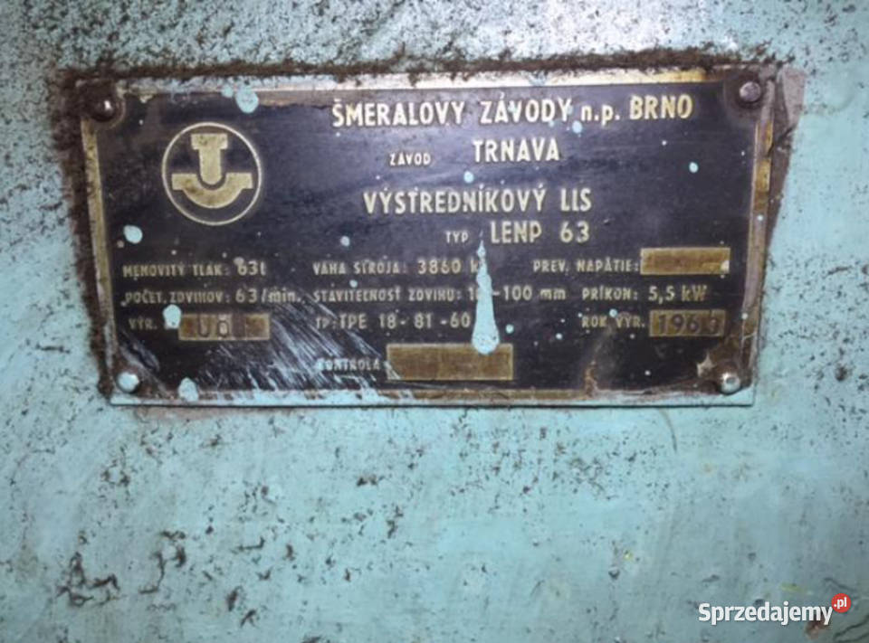 Prasy mimośrodowe LENP 6322077 Produkcja Produkcja Legnica sprzedam