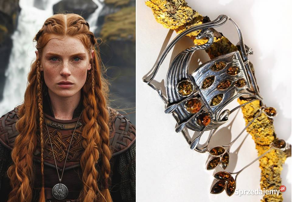 Łódź Wikingów drakkar wisior i kolczyki komplet Lublin