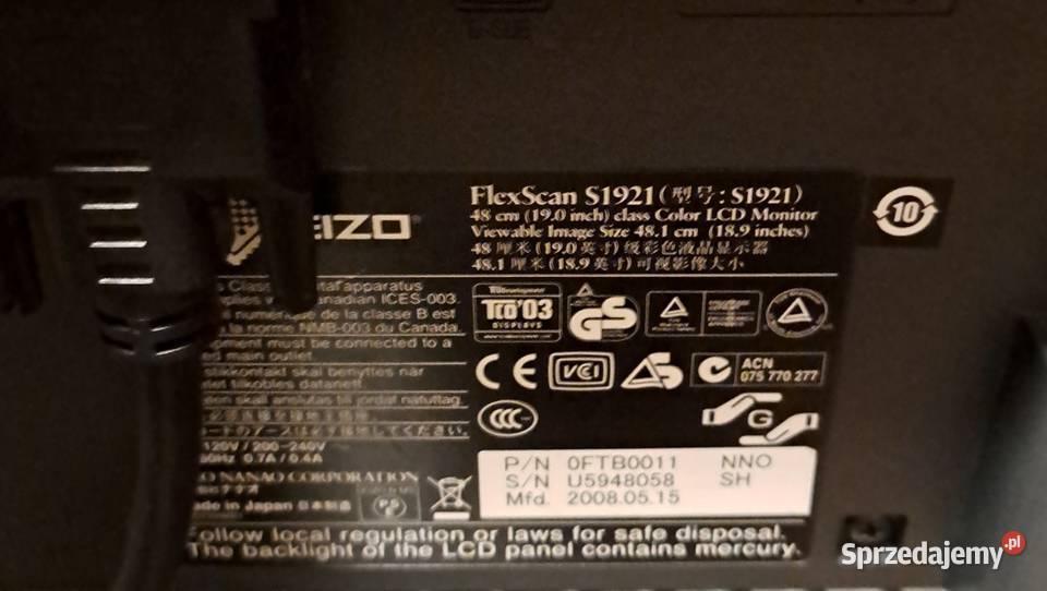 Monitor komputerowy EIZO FlexScan S1921 Japan Lublin
