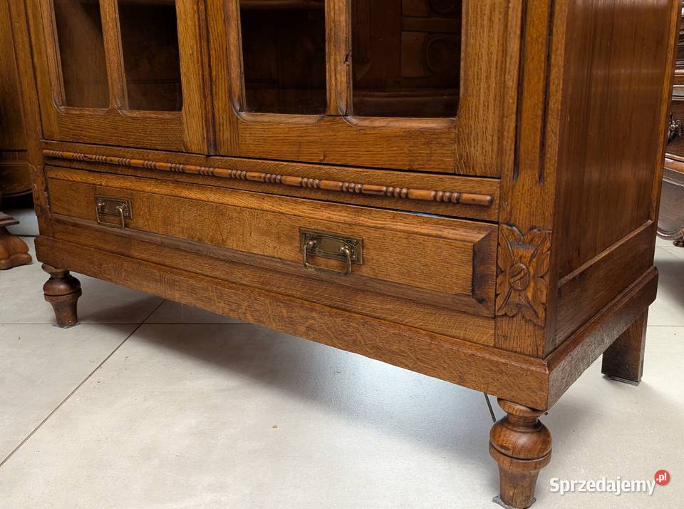 ładna dębowa bibliotekawitryna secesyjnasklep śląskie Dąbrowa Górnicza