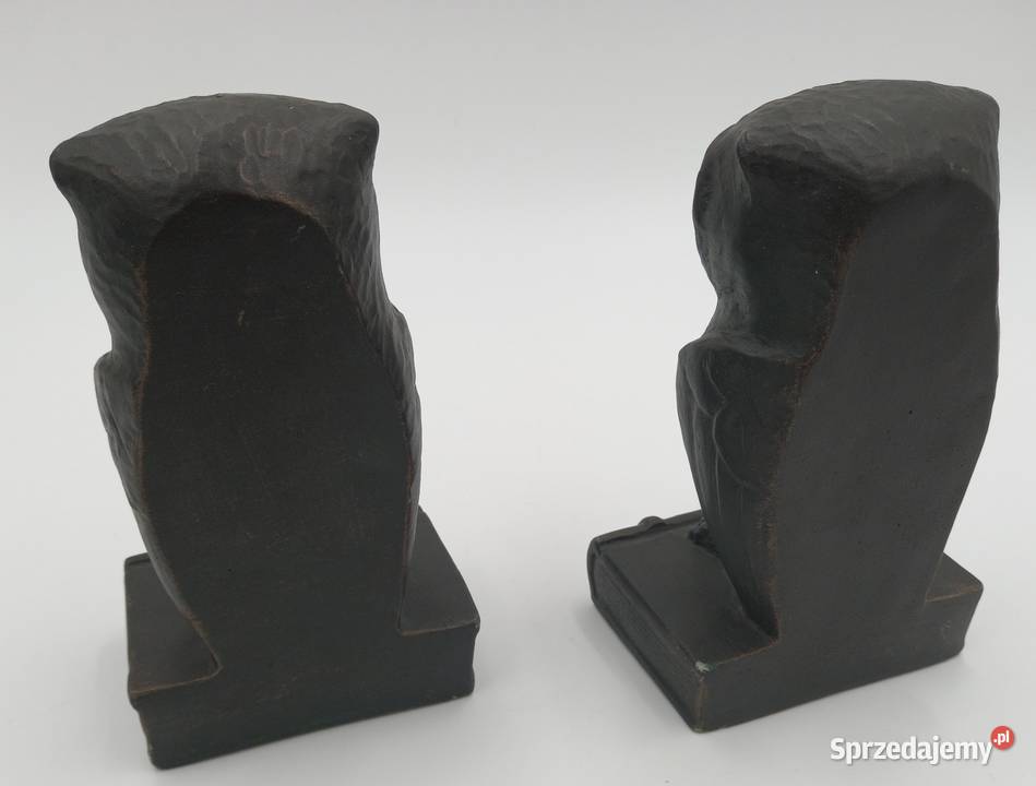 Dwie sowy ciężkie podpory pod książki Brąz Wrocław