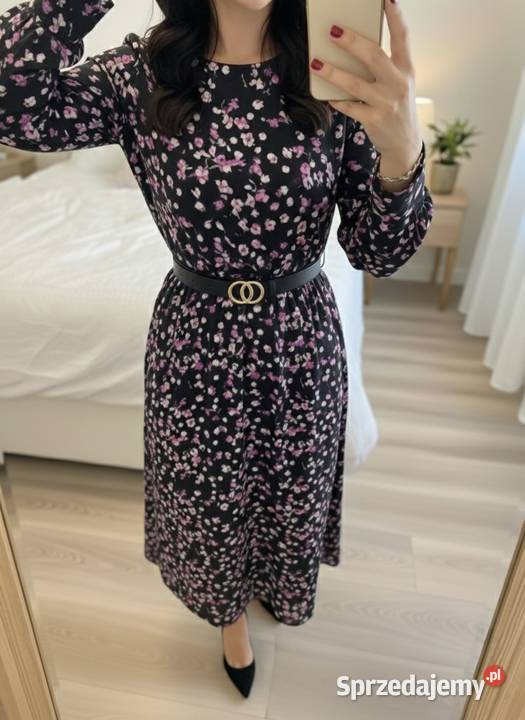 Długa sukienka w wiosenny kwiatowy print Poznań