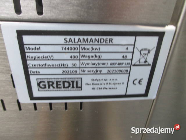 Salamander Elektryczny GREDIL 600 mm wielkopolskie Ostrów Wielkopolski