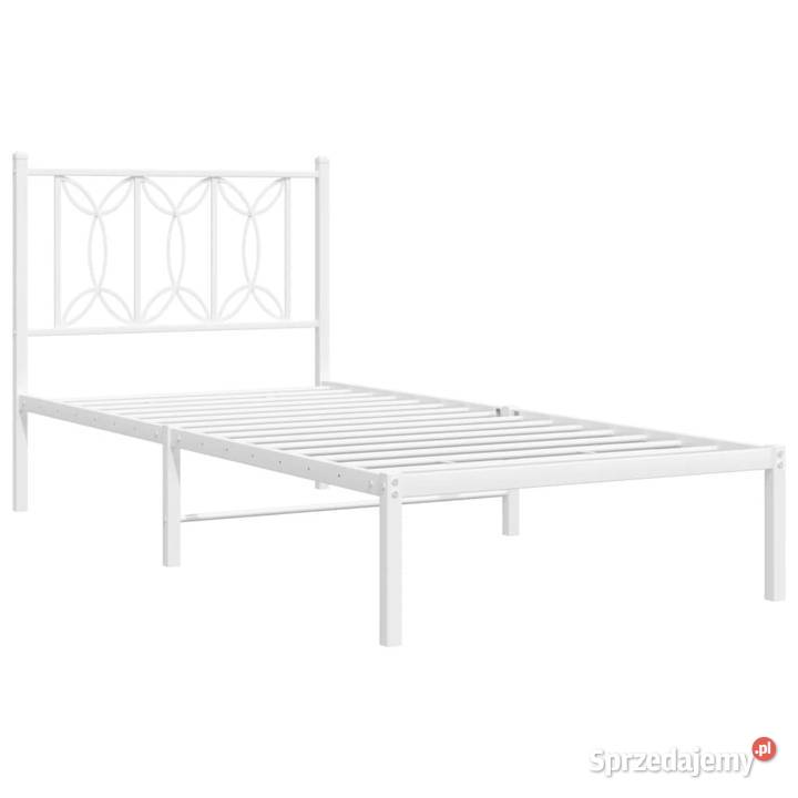 Metalowa rama łóżka z wezgłowiem biała 90x190 Ramy i stelaże