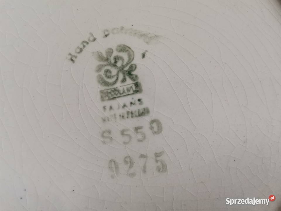 Stary ozdobny wiszący głęboki talerz fajans śląskie