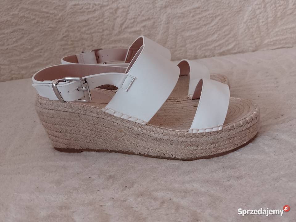 40 ASOS Białe sandałki sandały na koturnie z 25.5cm Damskie