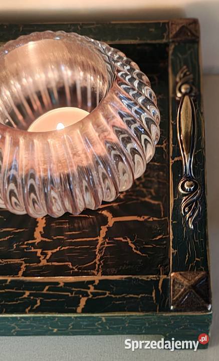 Świecznik taca unikatowy ozdobny Duży Drewno i Tarnów