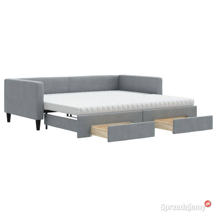 Sofa rozsuwana z szufladami jasnoszara tkanina Warszawa