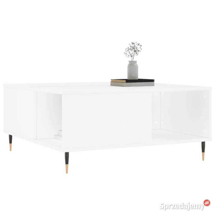 Stolik kawowy biały 80x80x365 materiał