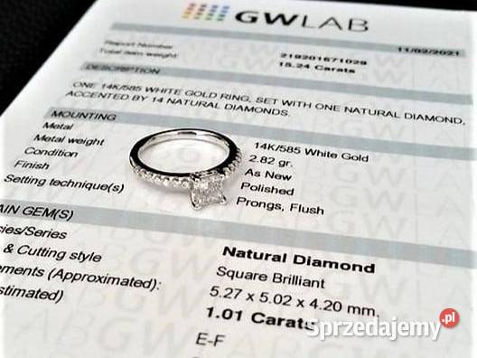 Pierścionek z diamentami 116 ct białe złoto pr
