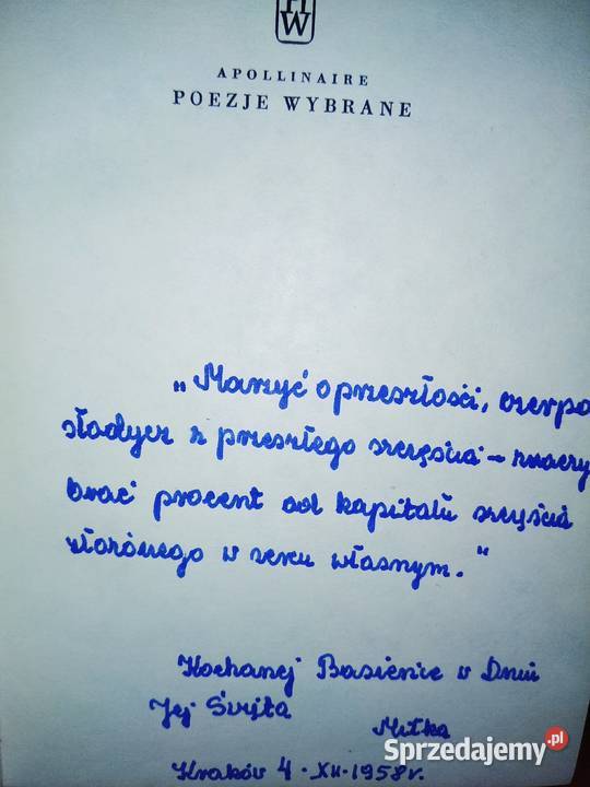Pierwsze wydanie książki Apollinaire Wiersze Antykwariat Antyki, Sztuka, Kolekcje Warszawa sprzedam