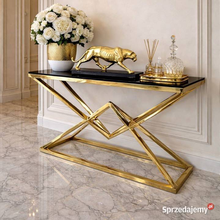 Konsola KOMODA złota nowoczesna glamour szyba Nowy Sącz