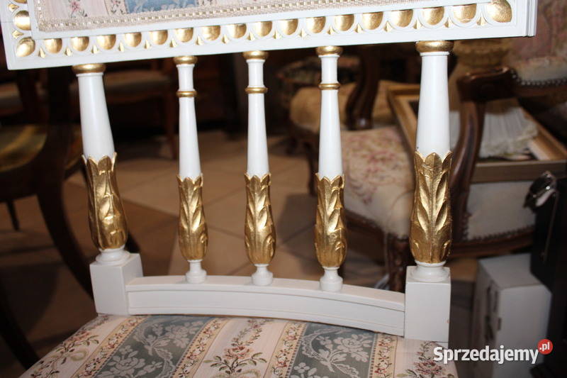 Białe krzesło Gustawiańskie 735 Meble Szczecin