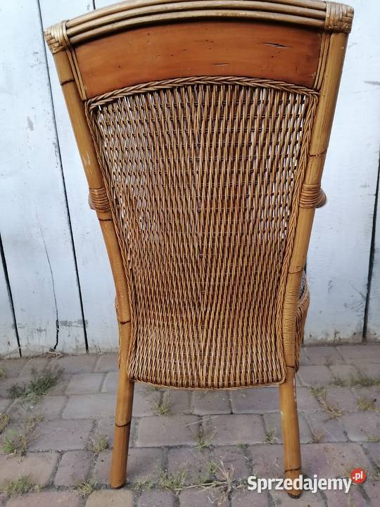 Cztery krzesła z podłokietnikami rattan lubelskie Wąwolnica