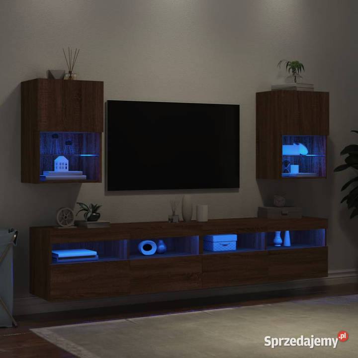 Szafki TV z LED 2 brązowy dąb 405x30x60 WM837042 RTV Warszawa sprzedam