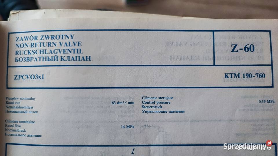 Zawór zwrotny Z60 Bielsko-Biała
