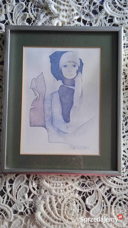 OBRAZ W SREBRZONEJ RAMIE Z GRAFIKĄ POSTACI Piła