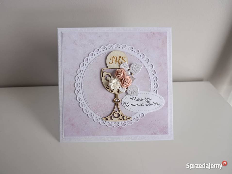 Kartka ręcznie robiona Komunia Święta handmade z Łódź sprzedam