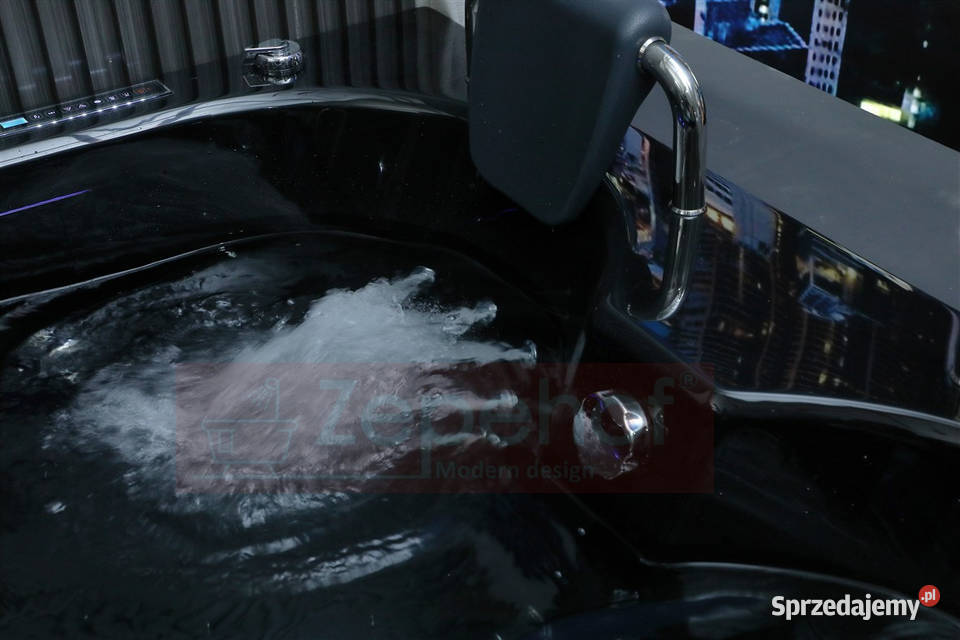 Wirujące dysze Czarna wanna z hydromasażem Grabówka