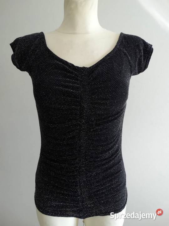 Bluzka Czarna Brokatowa Wieczorowa Imprezowa Łomża