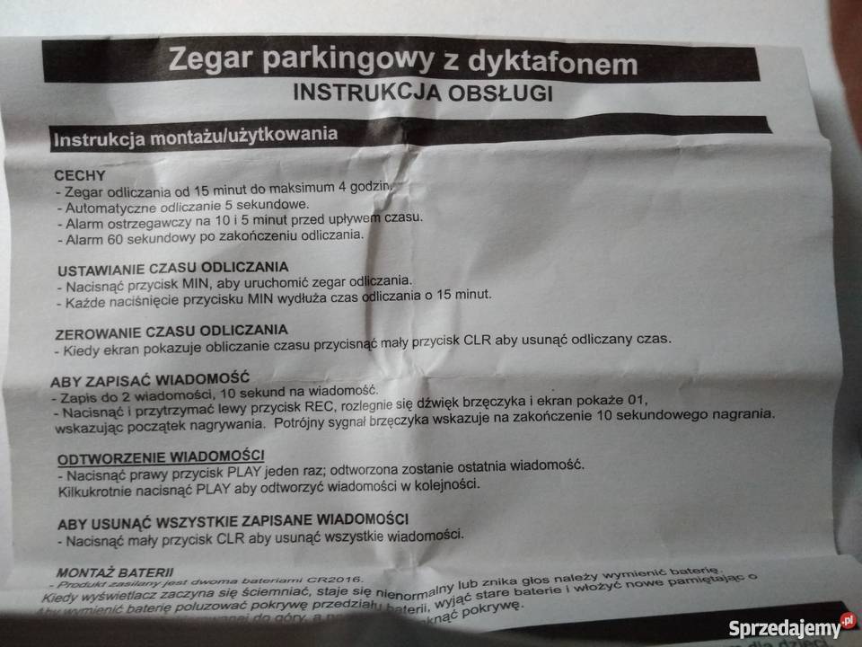 Zegar parkingowy z dyktafonem mazowieckie Warszawa