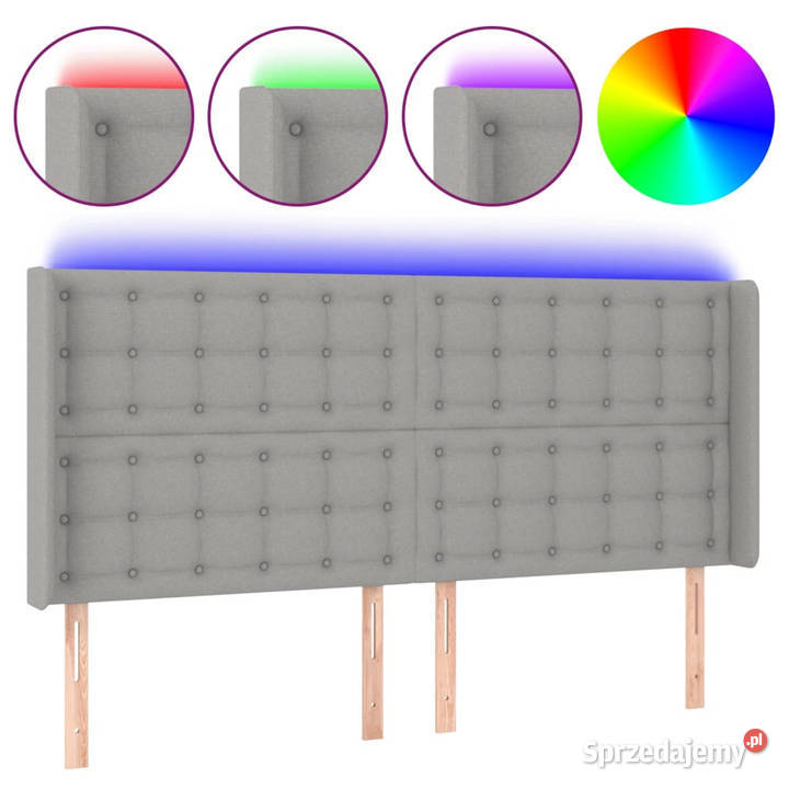 Zagłówek do łóżka z LED jasnoszary 203x16x118128