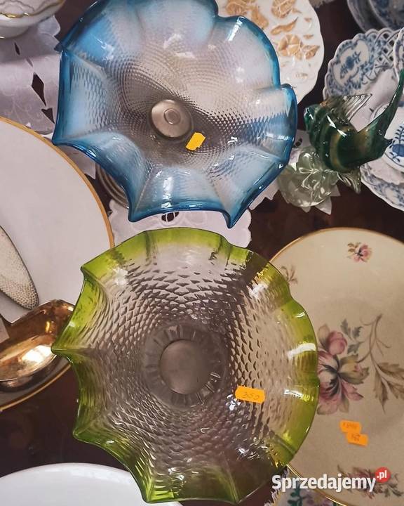 Szklana Patera na nodze Art Deco Lata 2040 XX Porcelana i szkło Gdańsk