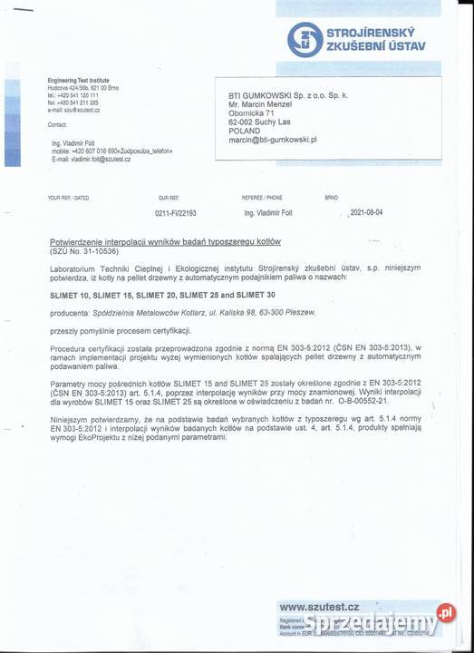 Kocioł SLIMET moc 20 kW z palnikiem KIPI
