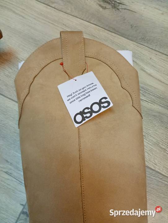40 ASOS Design beżowe kozaki kowbojki wieczorowe tkanina Kozaki Kraków