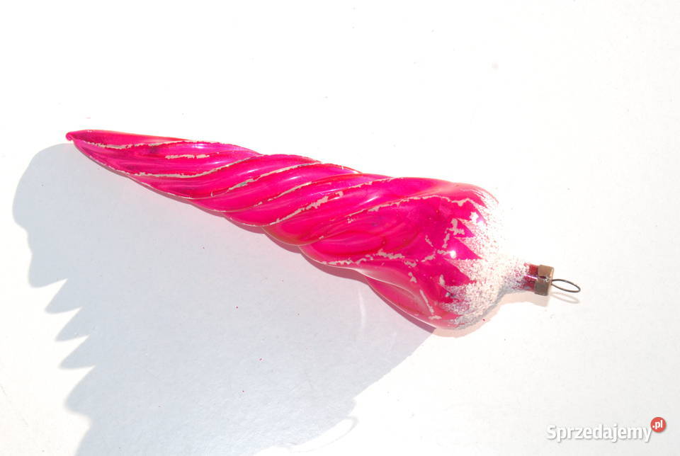 Stara ozdoba choinkowa bombka sopel różowy śląskie Cieszyn