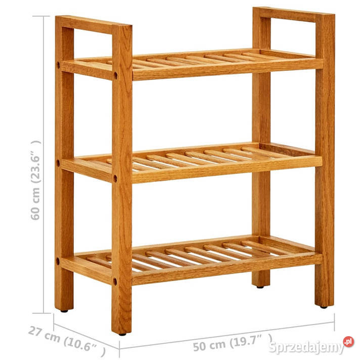 Stojak na buty z 3 półkami 50x27x60 lite drewno Warszawa