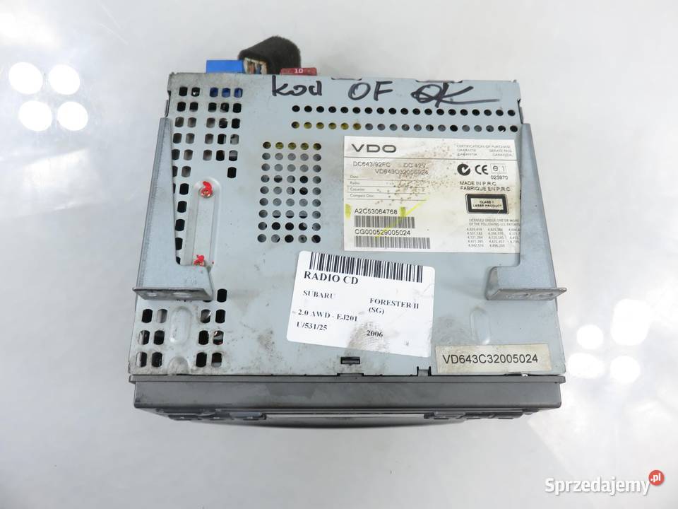 RADIO SUBARU FORESTER II SG A2C53064768 Radioodtwarzacze